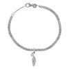 Bracelet Argent 925 Rhodié Triple Chaines Plume et Strass - vue V1