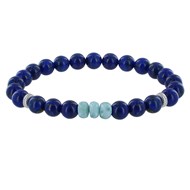 Bracelet Homme Perles Lapis Lazuli et Trois Anneaux de Larimar