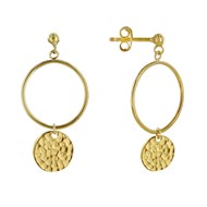Boucles d'Oreilles Plaqué Or Cercle et Pastilles Martelées
