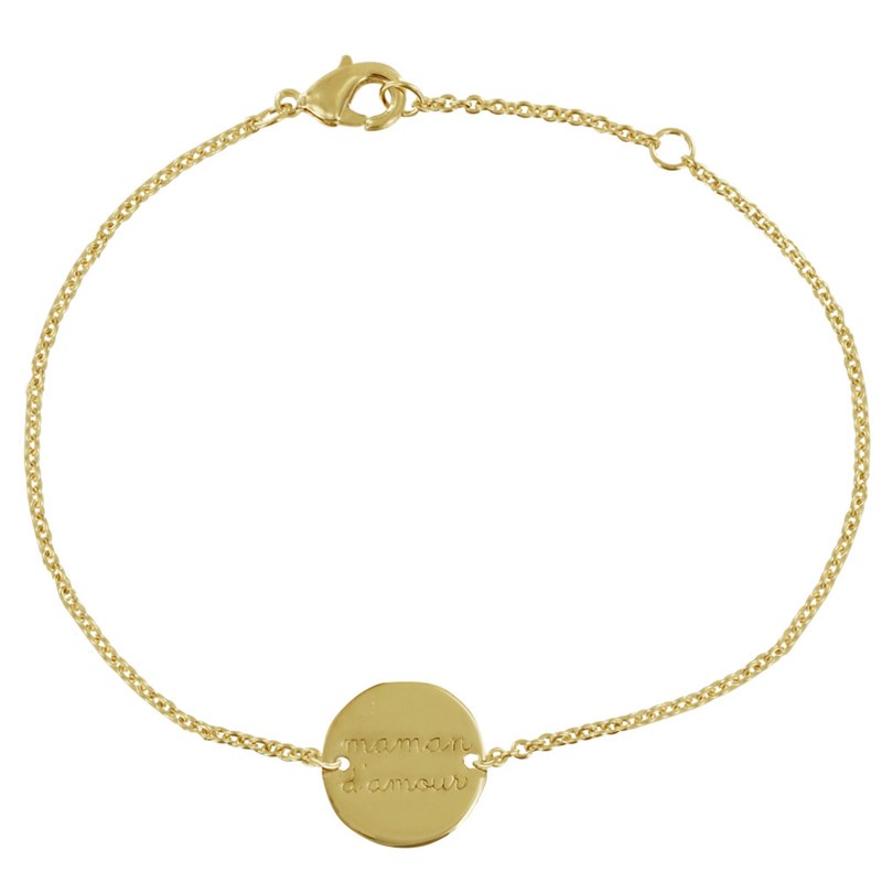 Bracelet Plaqué Or Médaille Ronde Maman d'Amour