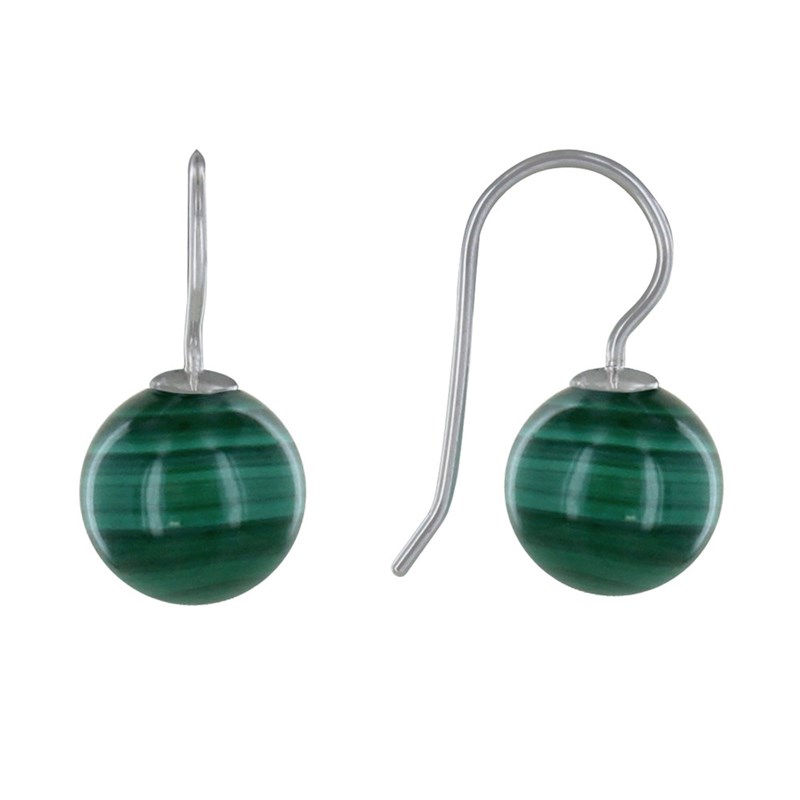 Boucles d'Oreilles Argent Billes de Malachite