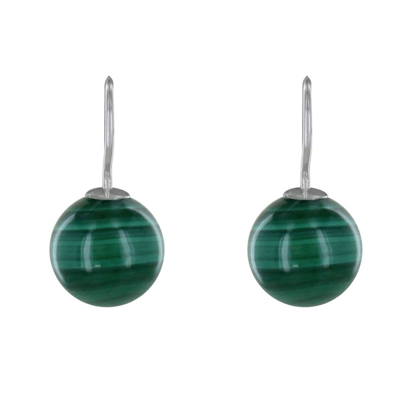 Boucles d'Oreilles Argent Billes de Malachite - vue 2