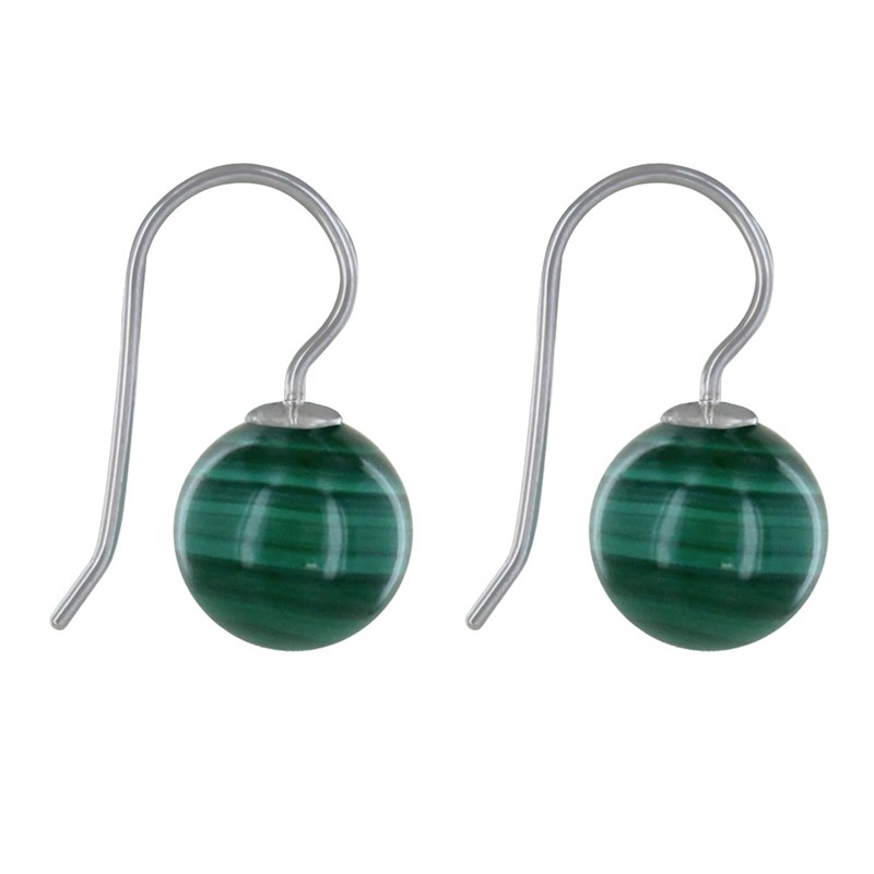 Boucles d'Oreilles Argent Billes de Malachite - vue 3