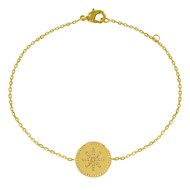 Bracelet Plaqué Or Médaille Ronde Soleil