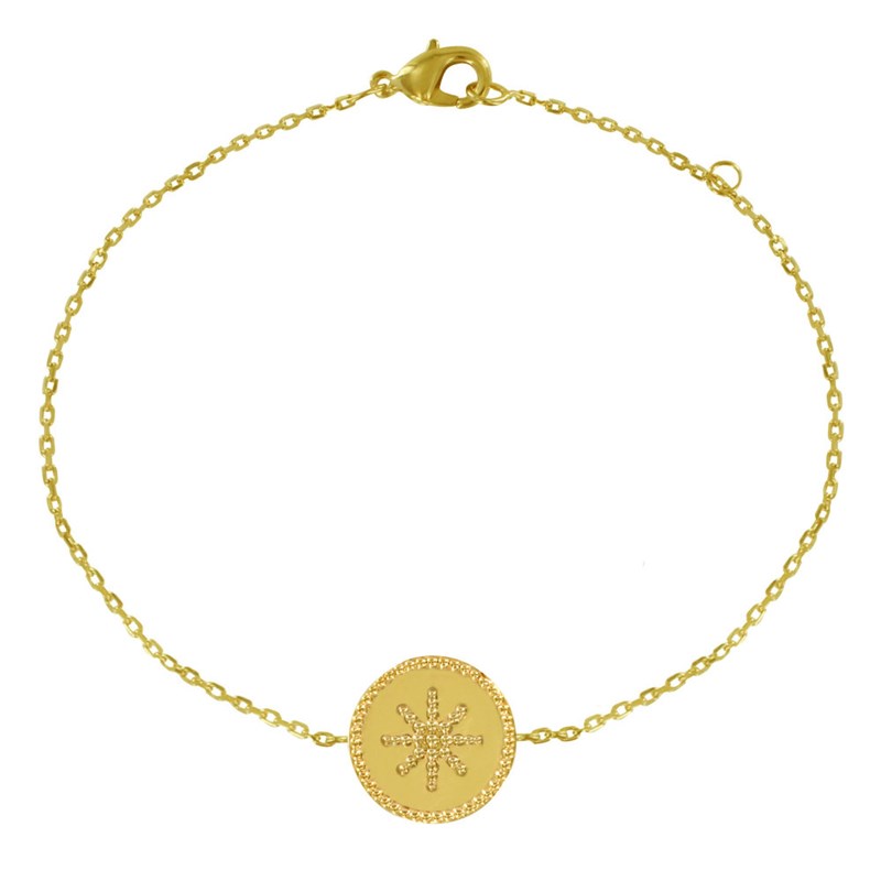 Bracelet Plaqué Or Médaille Ronde Soleil