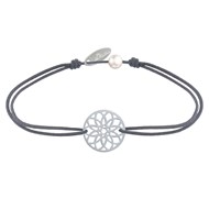 Bracelet Lien Médaille Argent 925 Mandala Graine de Vie - Gris