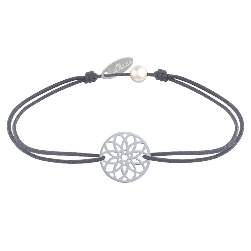 Bracelet Lien Médaille Argent Mandala Graine de Vie - Gris