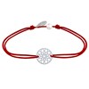 Bracelet Lien Médaille Argent Mandala Graine de Vie - Rouge - vue V1