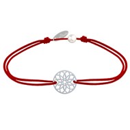 Bracelet Lien Médaille Argent 925 Mandala Graine de Vie - Rouge