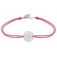 Bracelet Lien Médaille Argent 925 Mandala Graine de Vie - Fuchsia