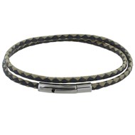 Bracelet Homme Double Tour Torsade en Jute Bleu et Beige