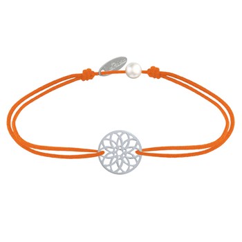 925 Silver Mandala Medal Link Bracelet Seed of Life - Orange