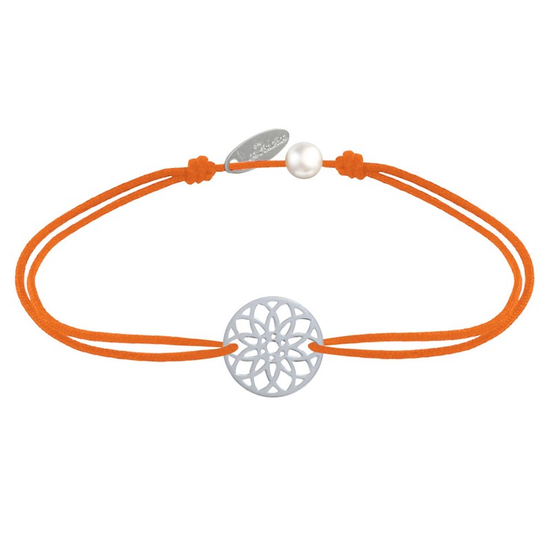 Bracelet Lien Médaille Argent Mandala Graine de Vie - Orange