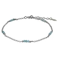 Bracelet Argent Rhodié Quinze Petites Perles de Larimar Facettées