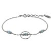 Bracelet Argent 925 Rhodié Anneau Ciselé Trois Petites Perles de Larimar Facettées et Anneaux Zébrés - vue V1