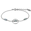 Bracelet Argent Rhodié Anneau Ciselé Trois Petites Perles de Larimar Facettées et Anneaux Zébrés - vue V1