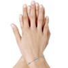 Bracelet Argent 925 Rhodié Anneau Ciselé Trois Petites Perles de Larimar Facettées et Anneaux Zébrés - vue V2