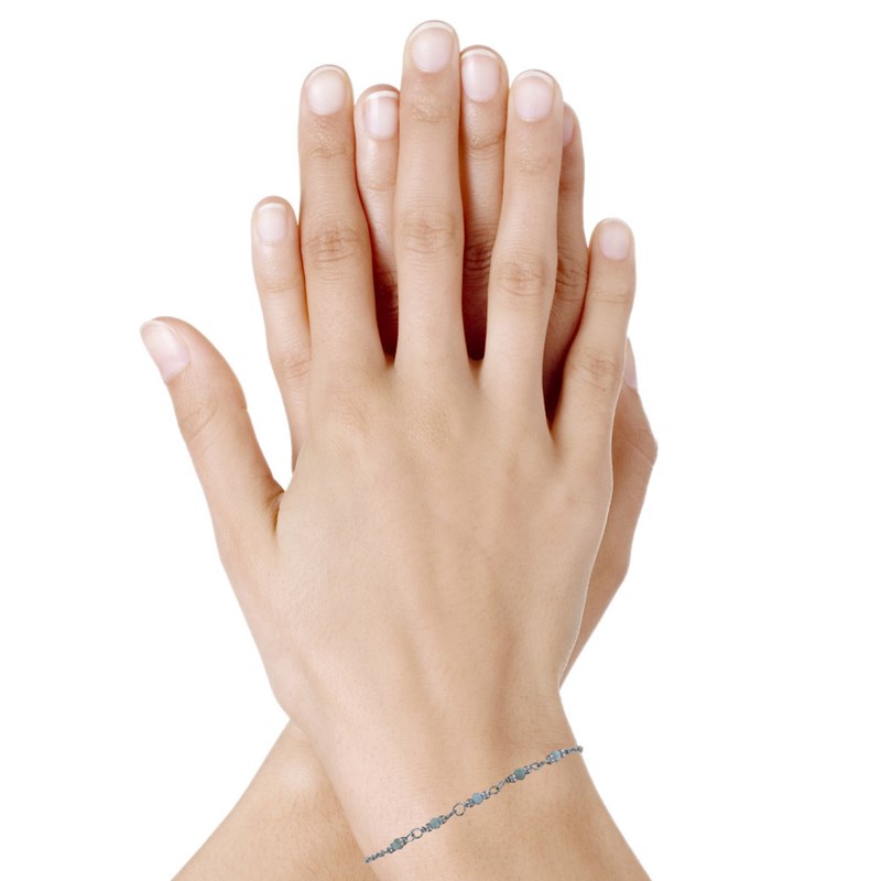 Bracelet Argent Rhodié Cinq Petites Perles de Larimar Facettées - vue 2