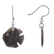 Boucles d'Oreilles Argent Poissons Nacre Grise