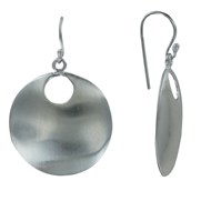 Boucles d'Oreilles Crochet Argent 925 Cercle Bombé Brossé