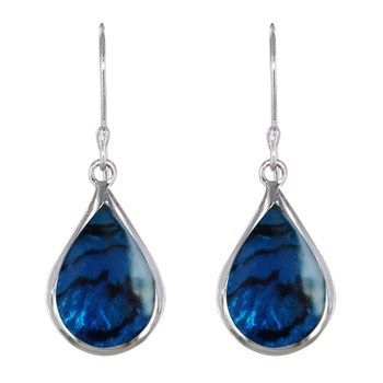 Boucles d'Oreilles Argent Petite Goutte Nacre Abalone Bleue