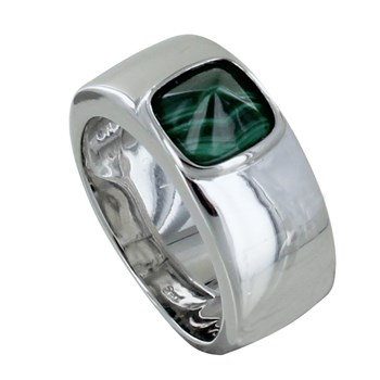 Bague Argent 925 Large Pyramide Malachite