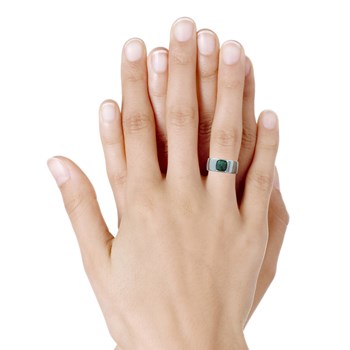 Bague Argent 925 Large Pyramide Malachite