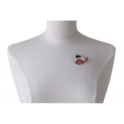 Broche Oiseau Émaillé Blanc - vue V2
