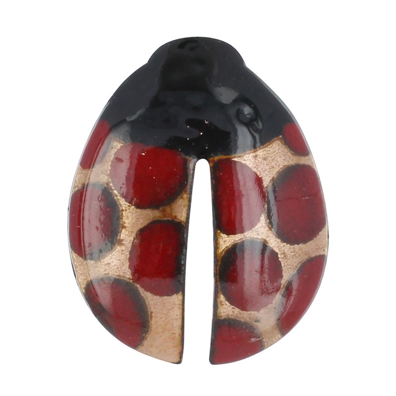 Broche Coccinelle Émaillé Doré Pois Rouge