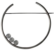 Broche Ruthénium Ronde et Trois Perles de Verre