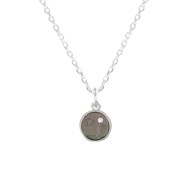 Collier Argent Médaille de Nacre Grise Etoile et Strass