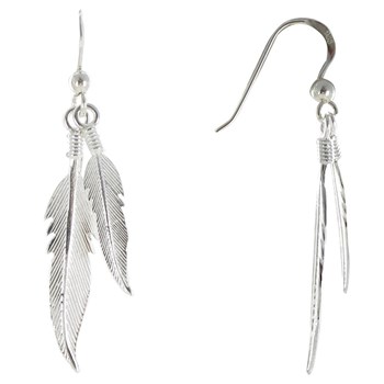 Silver Feathers Necklace and Earrings - size 40 cm