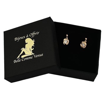 Boucles d'oreilles carré pendant oxyde de zirconium Plaqué OR 750 3 microns