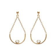 Boucles d'oreilles chaînettes demi-cercle oxyde de zirconium Plaqué OR 750 3 microns