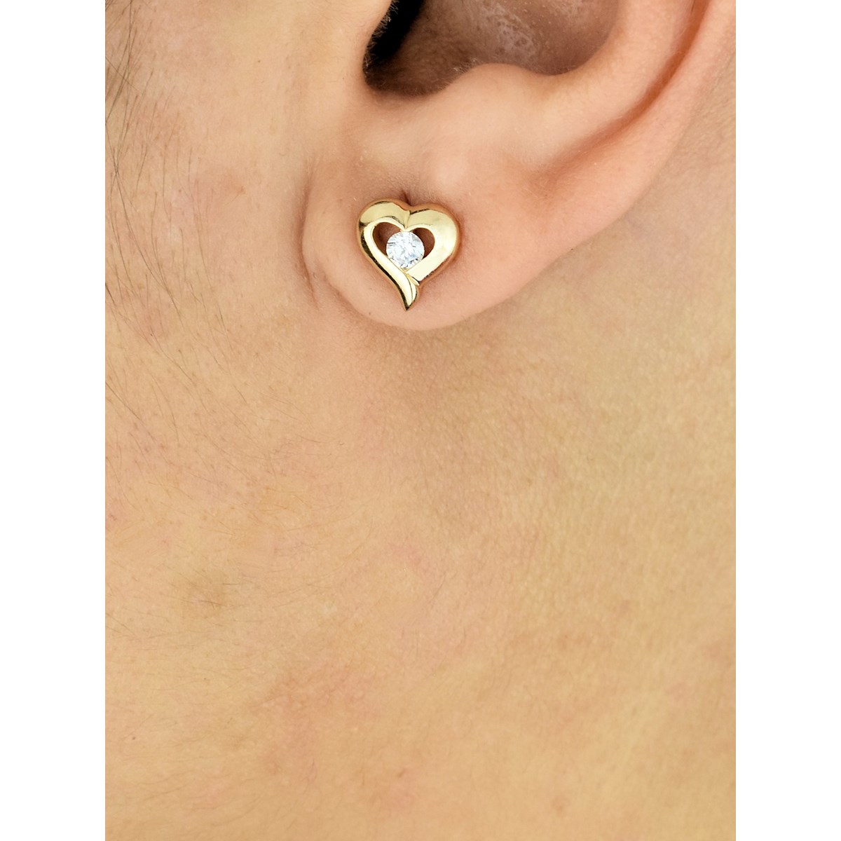 Boucles d'oreilles coeur oxyde de zirconium Plaqué OR 750 3 microns - vue 2