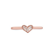 Bague coeur en Or rose 375/00 et diamants