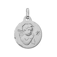 Médaille Brillaxis ange or blanc 9 carats