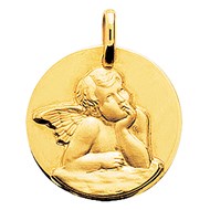 Medaille Brillaxis ange Raphaël or jaune 18 carats