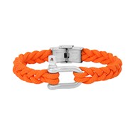 Bracelet Elden manille acier et cordon tressé marin orange