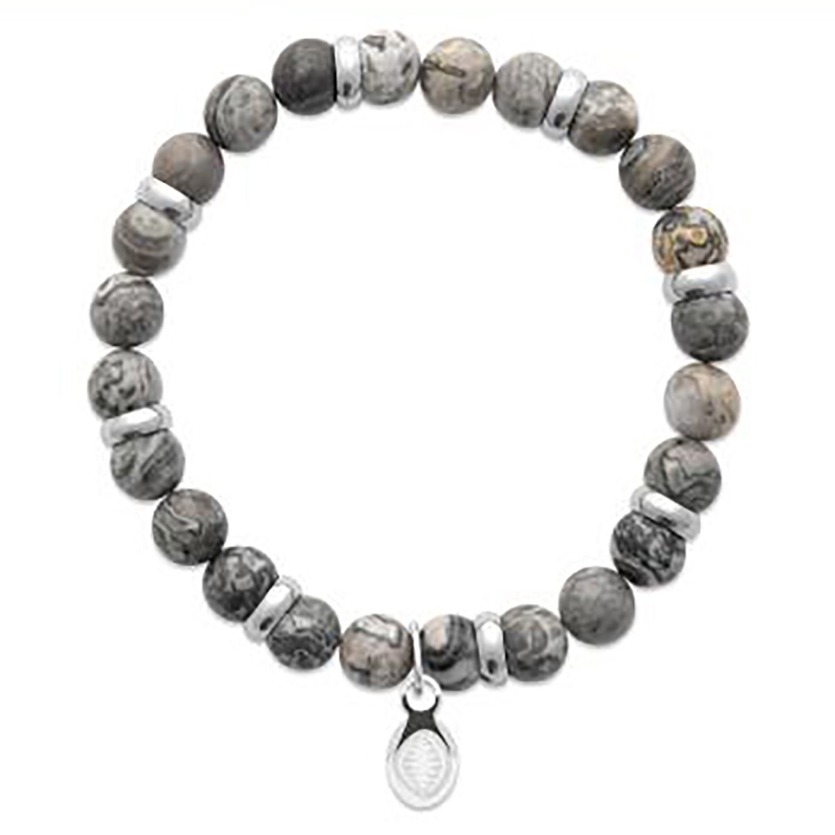 Bracelet homme Brillaxis perles de Jaspe Gris