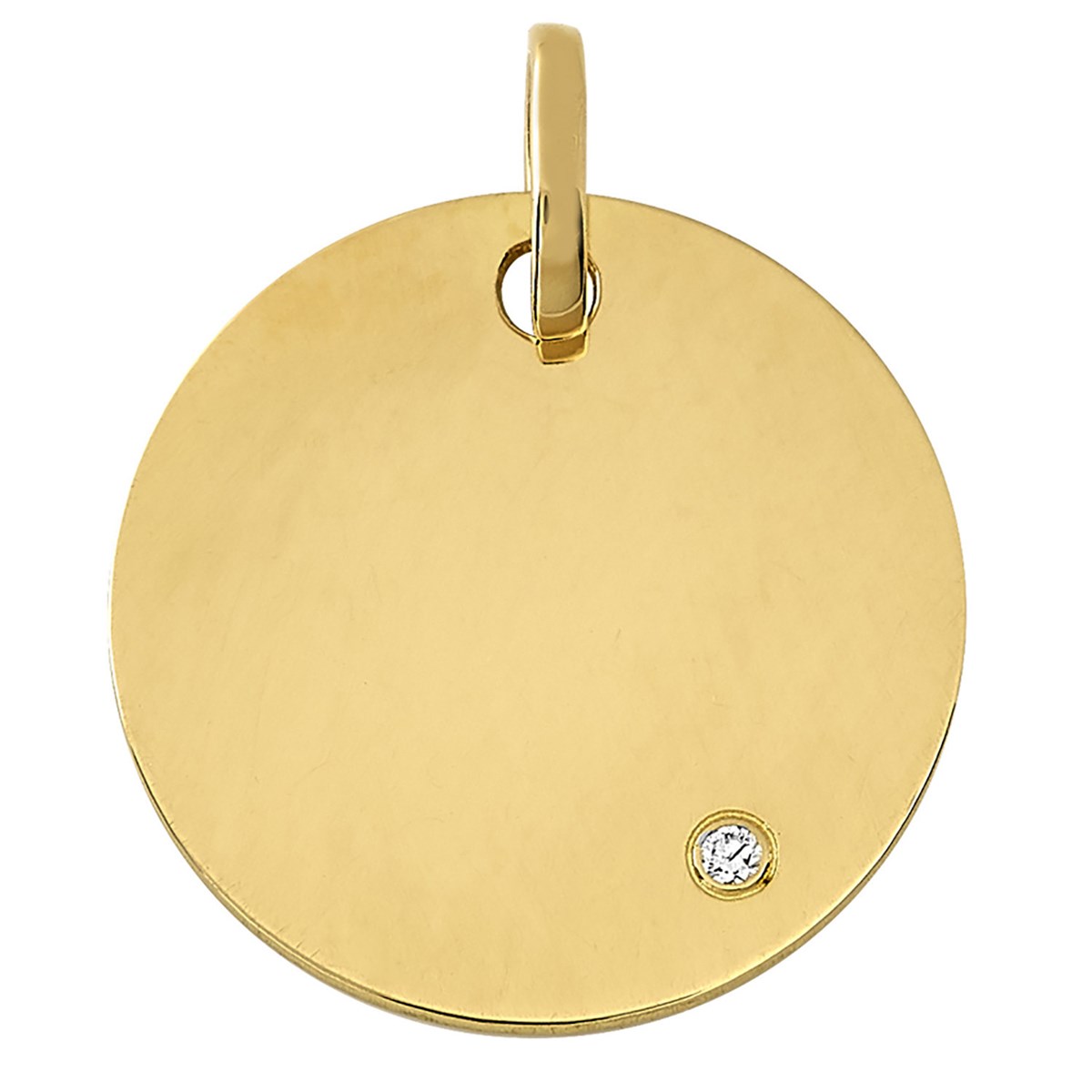 Pendentif médaille ronde 18 carats diamant 16 mm