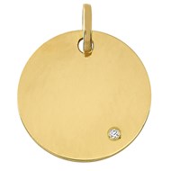 Pendentif médaille ronde 18 carats diamant 16 mm