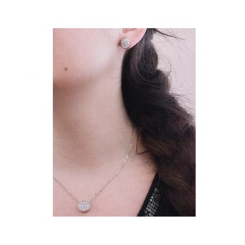 Round Pendant - Silver and Crystal