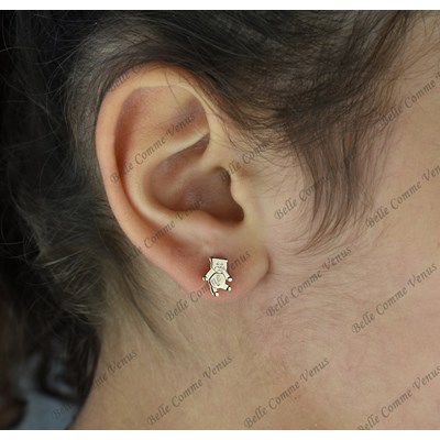 Boucles d'oreilles chat pour enfant Plaqué OR 750 3 microns BELLE COMME  VENUS | MATY