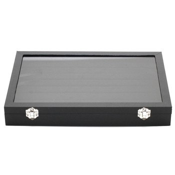 Porte bijoux coffret mallette pour bagues simili cuir noir Noir