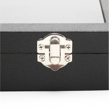 Porte bijoux coffret mallette pour bagues simili cuir noir Noir