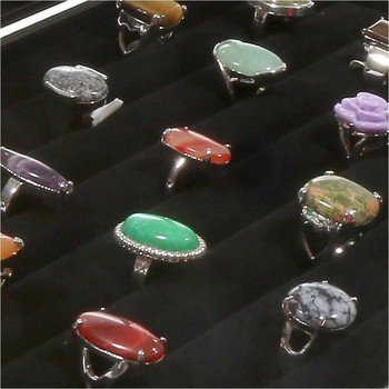 Porte bijoux coffret mallette pour bagues simili cuir noir Noir