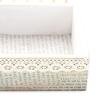 7-compartment jewelry tray in wood and natural fabric