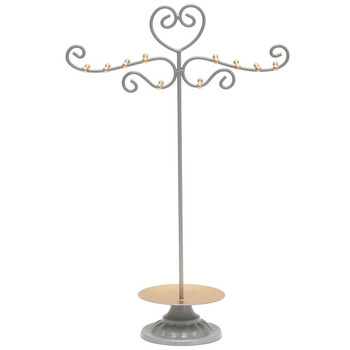 Jewelry display grey and gold metal heart bracelets necklaces Grey