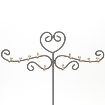 Jewelry display grey and gold metal heart bracelets necklaces Grey